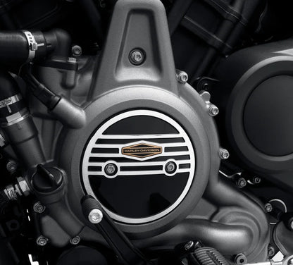 '66 COLLECTION ALTERNATOR PLUG COVER - SPORTSTER S/PAN AMERICA (GLOSS BLACK/BRUSHED ALUMINIUM)