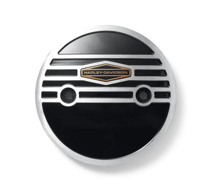 '66 COLLECTION ALTERNATOR PLUG COVER - SPORTSTER S/PAN AMERICA (GLOSS BLACK/BRUSHED ALUMINIUM)