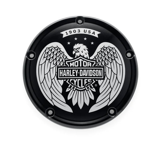 EAGLE BAR & SHIELD DERBY COVER - M8 SOFTAIL 18+ (BLACK)