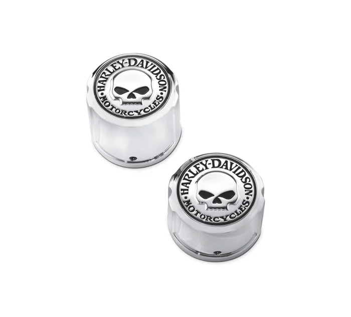 WILLIE G SKULL REAR AXLE NUT COVERS (CHROME)