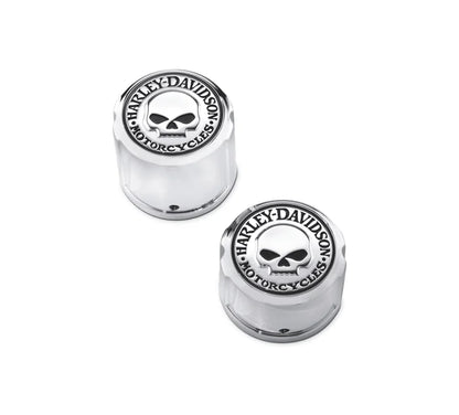 WILLIE G SKULL REAR AXLE NUT COVERS (CHROME)