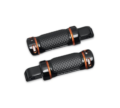 ADVERSARY PASSENGER FOOTPEGS - 18+ SOFTAIL (BLACK & ORANGE)