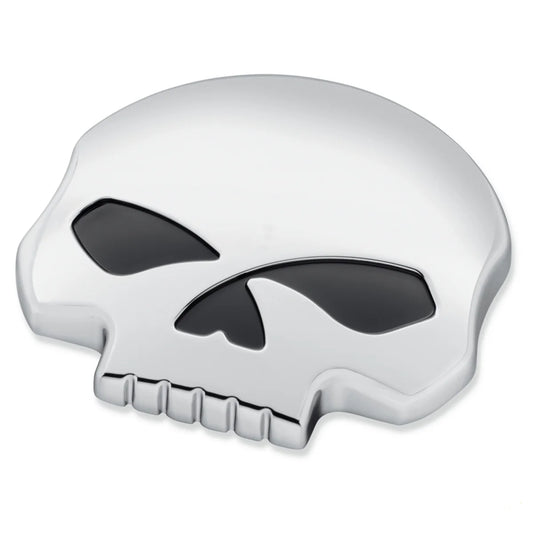 SKULL LEFT SIDE FUEL TANK CAP - SOFTAIL (CHROME)