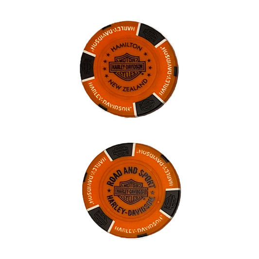 H-D POKER CHIP ORANGE & BLACK