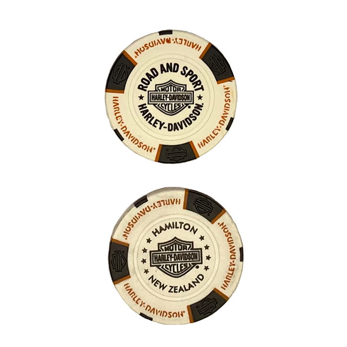 H-D POKER CHIP WHITE, ORANGE & BLACK