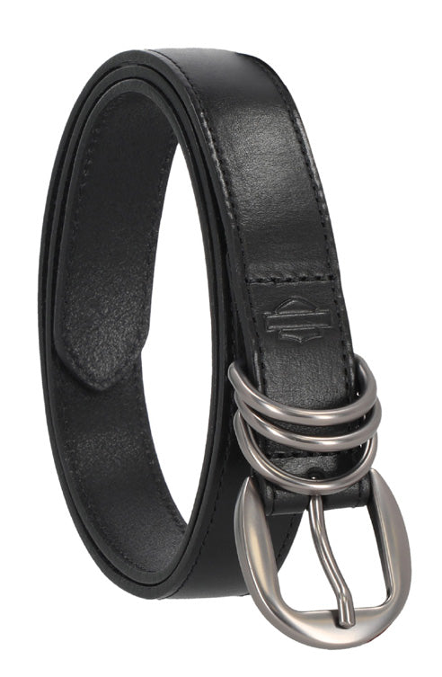 MULTI KEEPER LEATHER BELT - BLACK