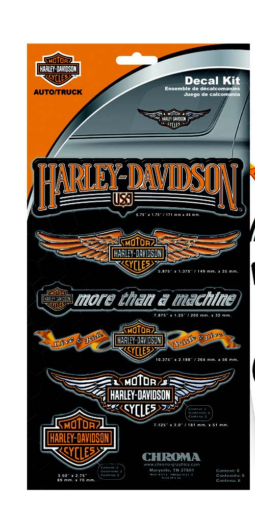 ASSORTED DECAL KIT - HARLEY ORANGE 8 PACK