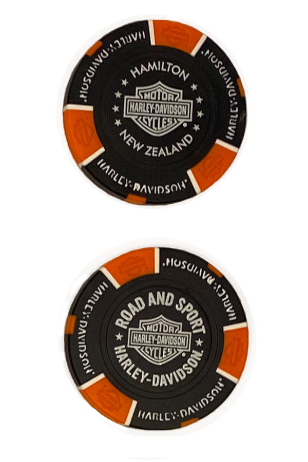 H-D POKER CHIP BLACK & ORANGE