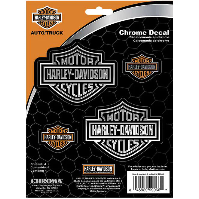 BAR & SHIELD DECALS - CHROME 4 PACK