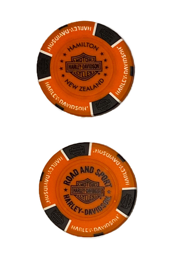 H-D POKER CHIP ORANGE & BLACK