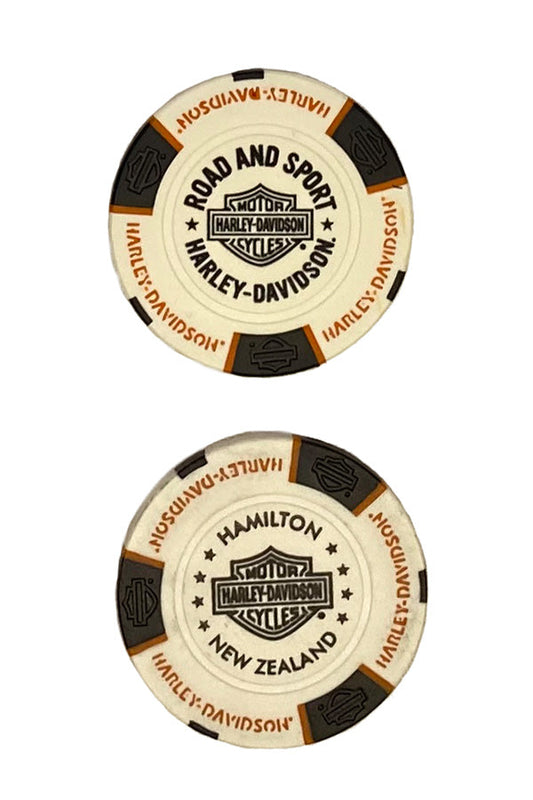 H-D POKER CHIP WHITE, ORANGE & BLACK